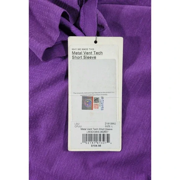Lululemon Men's LSU Tigers Metal Vent Tech Short Sleeve Shirt - Purple - Large - Picture 4 of 4